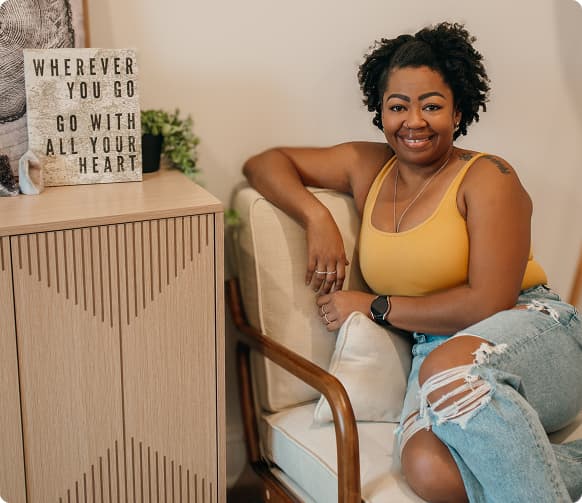 kiara sitting on a couch