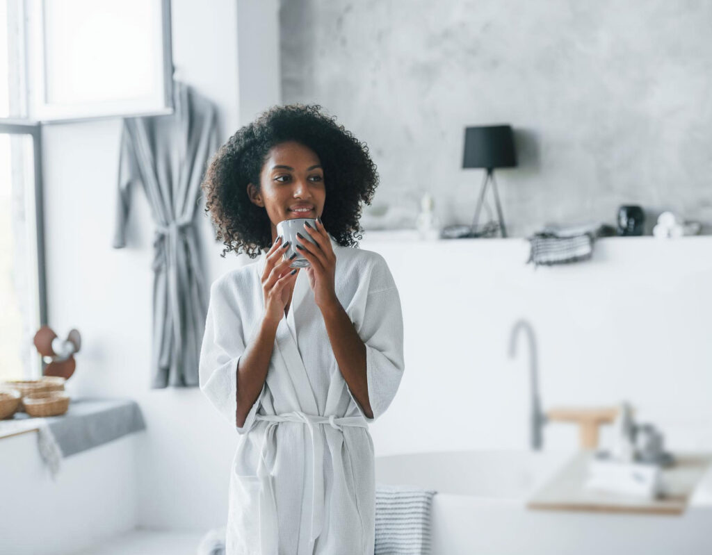 woman getting ready for the bath